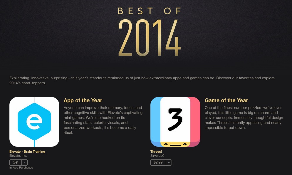 Apple Announces Best Of 2014 In Apps, Games, Music, Movies And More