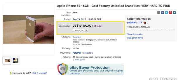 Gold IPhone 5s Sells For Over $10,000 On EBay (Not Made From Real Gold)